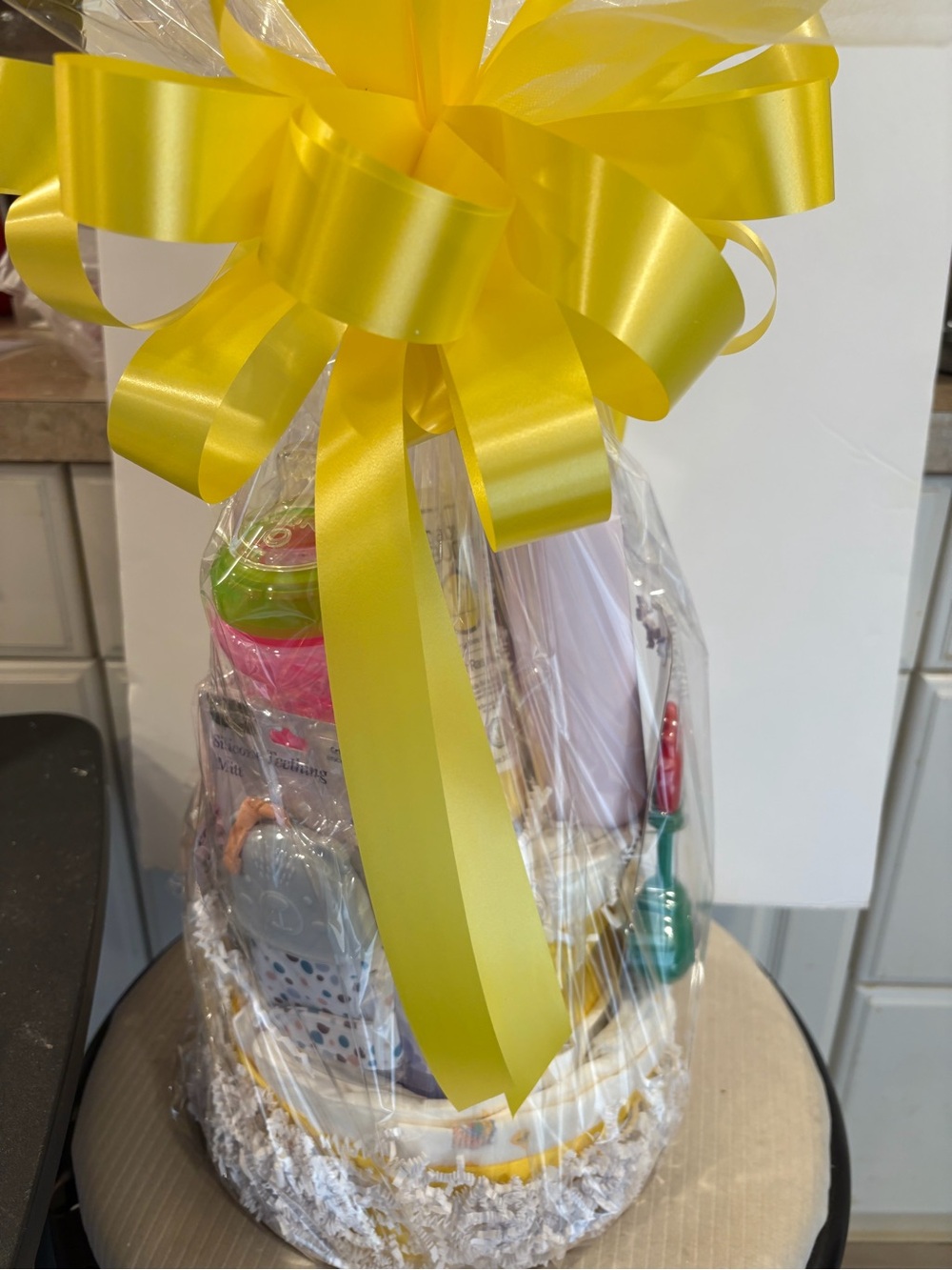 Yellow Bow Diaper Cake